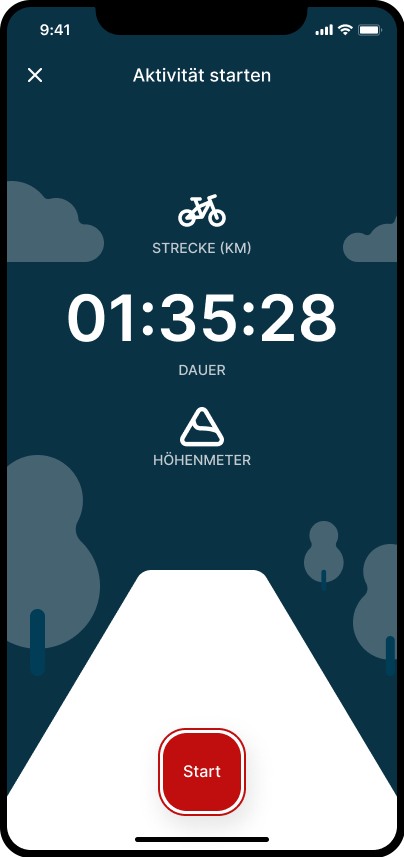 Screen Mockup von der Österreich radelt App